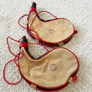 Franmara Leather Wine Bota Bag - 1 Liter - Spain Vintage 1980s Set of 2 - READ